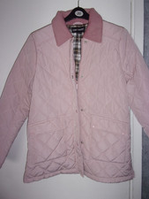 QVC Centigrade pale pink lined quilted jacket with corduroy collar size S