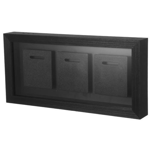 Black wood medal display case - wood,