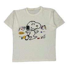 Peanuts Snoopy Single Stitch T-Shirt - Large White Cotton