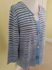 M&S Per Una Multi Blue/Grey/White Cardigan, Three Quarter Sleeves - 18 approx.