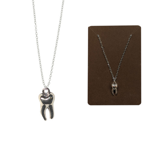 Silver tooth necklace chain - tooth,