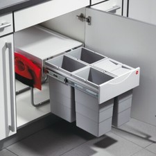 Hafele Pull Out Waste Bin 4x10 litres, Hailo Space Saving Tandem