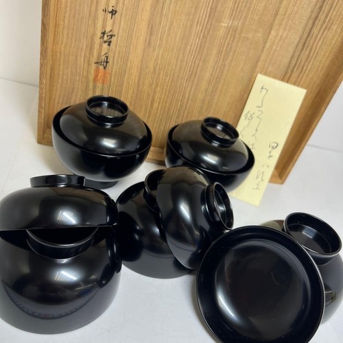 Wajima lacquer lidded soup - wajima,