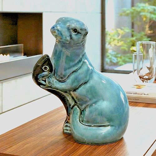 Green ceramic otter - green,