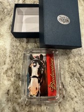 Waterfall Glass Collection, Budweiser Ashtray/Paperweight New In Box Vintage