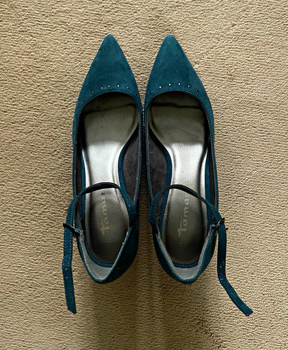 Tamaris green suede - suede, pointed