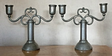PAIR 1930's Planished Pewter