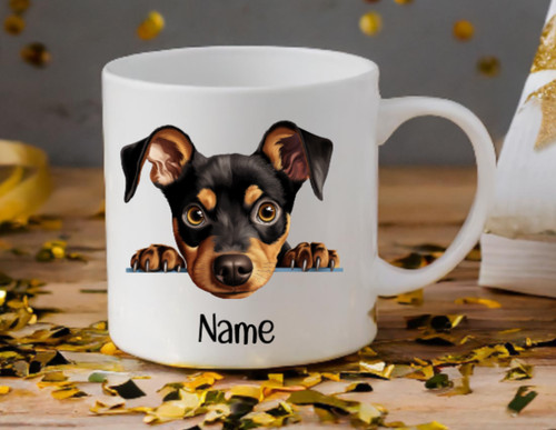 German pinscher dog peeping - pinscher,