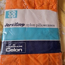 vintage pillowcases new orange CO OP frilly nylon Jerziloop
