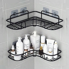 2x Organiser Storage Rack Corner Shower Caddy Self Adhesive Bathroom No Drilling