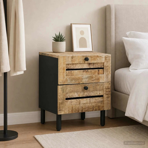 Walplus bedside table - table, natural