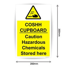 COSH Cupboard Caution Hazardous Chemicals Stored here Sign Vinyl Sticker V1088  