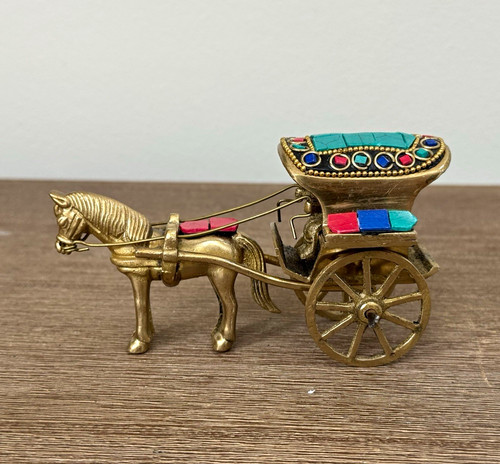 Brass horse drawn cart - drawn,