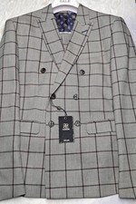 Grey Big Check Double Breasted 2 Pc Suit For Men  Size 38" And 40" Chest