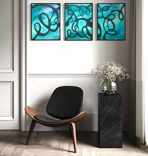 Abstract teal blue black - abstract,