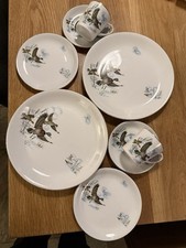 Alfred Meakin Fenland Flying Ducks Dinner Plates Side Plates Cups & Saucers x 2