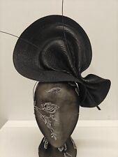 black large straw fascinator ostrich quill spine millinery headband wedding hat