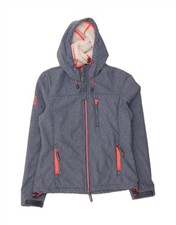SUPERDRY Womens Windtrekker Hooded Windbreaker Jacket UK 10 Small Blue AE15