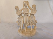 Vintage Art Sculpture Greek Alabaster The Three Graces Muses Figure Statue