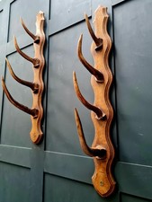 Pair of Antique 19th Century French Antler Wall Hooks - Rifle or Coat Rack
