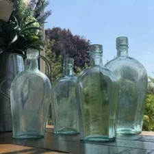 Antique Vintage Bottles x 4 Old Fashioned Glass Bottles Wedding Home Décor