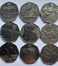 2011, 2012 London Olympics 50p Coins. Circulated And BUNC. Football Offside Judo