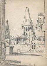 LONDON CHURCH Pencil Drawing -
