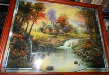 Thomas Kinkade "Mountain Retreat" - illuminated stained glass ltd edt  picture