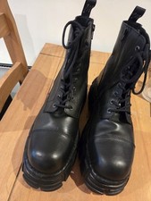New Rock Boots M-MILI084N-S5 Unisex Metallic Black 100%Leather Platform Military