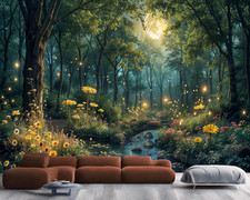 Enchanted Forest Night a Magical Wallpaper Mural Removeable Washable Peel&Stick