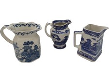 Masons Ringtons Limited Blue Willow Jugs Set of 3 Decorative Pitchers
