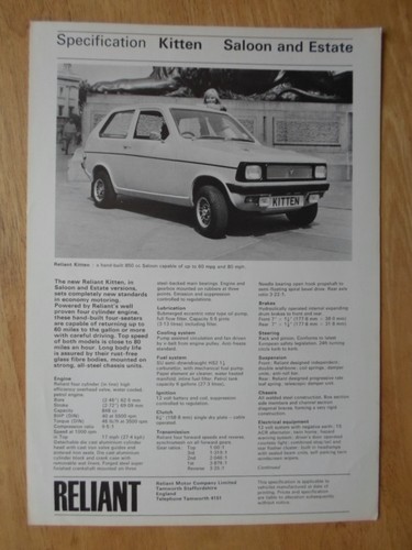 Reliant kitten saloon estate - &,