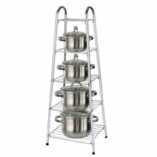5 Tier Kitchen Pan Stand Pot Saucepan Storage Organise Unit Rack Holder CHROME