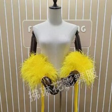 Ballroom Latin Dance Dress Ostrich Feather Hand Flutter Modern Dance Arm Sleeves