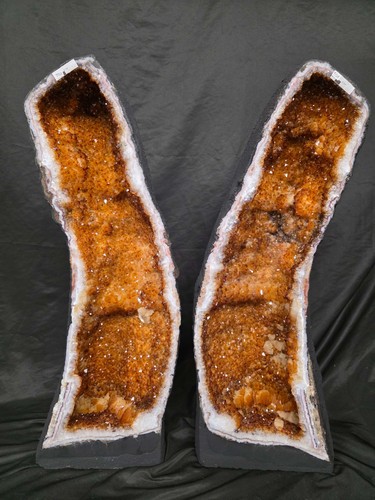 Tall citrine geode pair - tall,