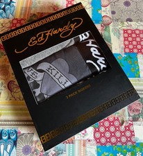 Ed Hardy Mens Underwear Boxer Shorts 3 pack Size Large New Boxed