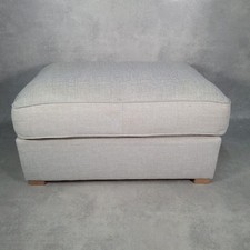 Large Footstool Grey Upholstered Ottoman Pouffe With Removable Cushion￼