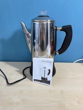 Electric Coffee Percolator silver with base. Working 
