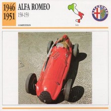 1946-1951 ALFA ROMEO 158-159 Racing Classic Car Photo/Info Maxi Card