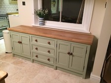 Hand Built Painted Freestanding Kitchen Base Unit With 25mm Oak Worktop