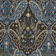 Schumacher Wool Crewel Fabric- Maharajah Crewel Embroidery Indigo 1.50 yds 64812