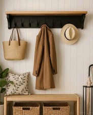 Coat Rack+Shelf Handmade Wall Mounted Floating Double Hooks