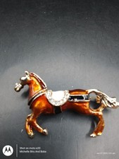 Vintage Gold Tone Brown Enamel