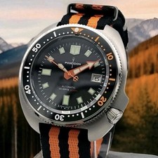Mens Custom Poseidon Turtle Black Divers Watch NH35 (SEIKO TMI) Auto Movt 200m..