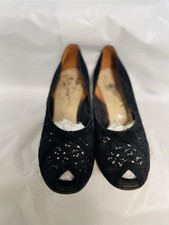 1940s Heeled Court Shoe Peep Toe Beautiful Vintage Leather Shoes 5.5
