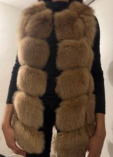 Real Fox Fur Gilet Camel Brown