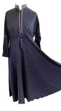 Elegant Ladies Premium Nida Umbrella Diamonte Flare Abaya Maxi Dress Navy Size58