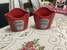 2 X CERAMIC FRENCH FRIES HOLDER FROM HEINZ TOMATO KETCHUP.. RARE