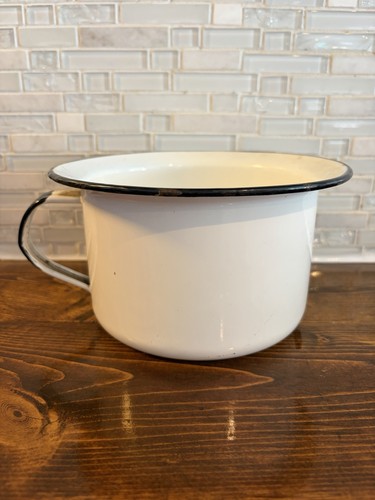 Vintage white enamel chamber - vintage,