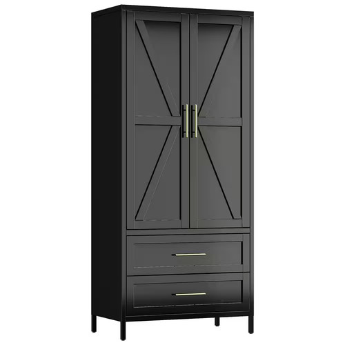 Black steel wardrobe - black,
